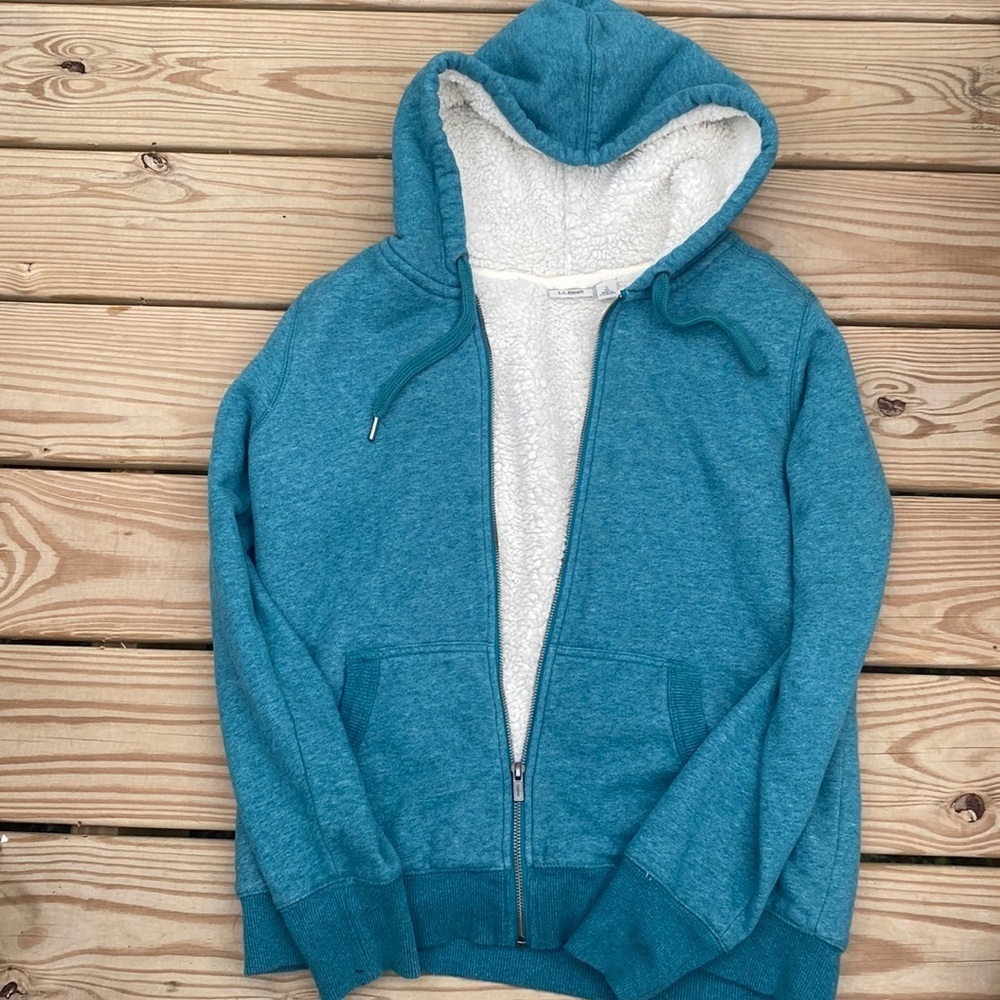 L.L BEAN LINED ZIP UP HOODIE JACKET-SIZE SMALL
